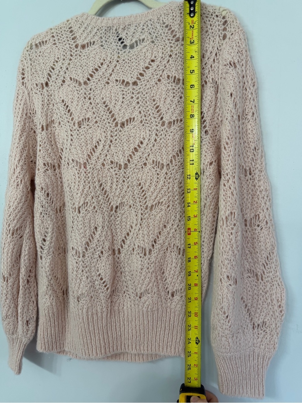 Halogen women’s small blush pink open knit crochet sweater soft cozy cottagecore - Picture 6 of 7